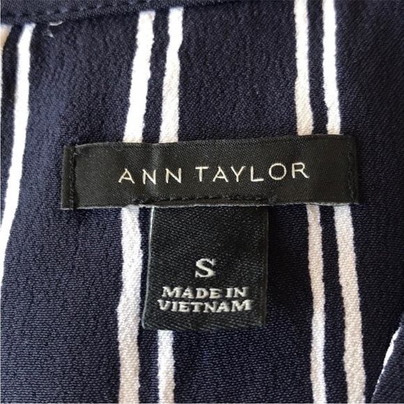 Ann Taylor Striped Print V Neckline Sleeveless Shift Dress - Picture 5 of 8